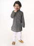 Vastramay SISHU Boy's Black and White Pure Cotton Kurta Pyjama Set