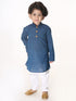Vastramay SISHU Boy's Blue and White Pure Cotton Kurta Pyjama Set