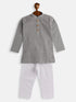 Vastramay SISHU Boys Grey and White Pure Cotton Kurta Pyjama Set