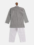 Vastramay SISHU Boys Grey and White Pure Cotton Kurta Pyjama Set