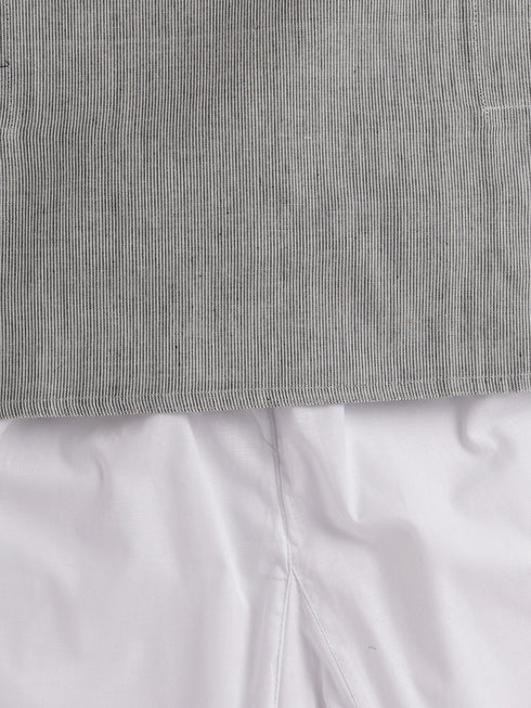 Vastramay SISHU Boys Grey and White Pure Cotton Kurta Pyjama Set