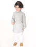 Vastramay SISHU Boys Grey and White Pure Cotton Kurta Pyjama Set