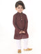 Vastramay SISHU Boys Maroon And White Pure Cotton Kurta Pyjama Set