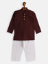 Vastramay SISHU Boys Maroon And White Pure Cotton Kurta Pyjama Set