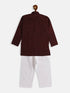 Vastramay SISHU Boys Maroon And White Pure Cotton Kurta Pyjama Set