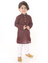 Vastramay SISHU Boys Maroon And White Pure Cotton Kurta Pyjama Set