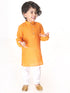 Vastramay SISHU Boys Yellow and White Pure Cotton Kurta Pyjama Set