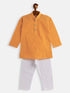 Vastramay SISHU Boys Yellow and White Pure Cotton Kurta Pyjama Set