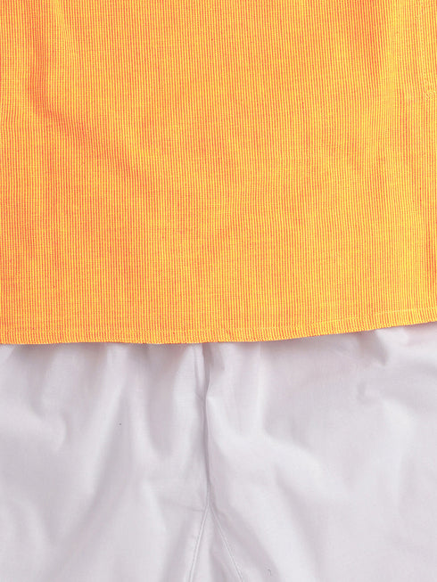 Vastramay SISHU Boys Yellow and White Pure Cotton Kurta Pyjama Set