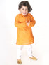 Vastramay SISHU Boys Yellow and White Pure Cotton Kurta Pyjama Set