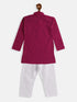 Vastramay SISHU Boys Purple and White Pure Cotton Kurta Pyjama Set