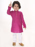 Vastramay SISHU Boys Purple and White Pure Cotton Kurta Pyjama Set