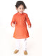 Vastramay SISHU Boys Red and White Pure Cotton Kurta Pyjama Set