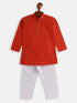 Vastramay SISHU Boys Red and White Pure Cotton Kurta Pyjama Set