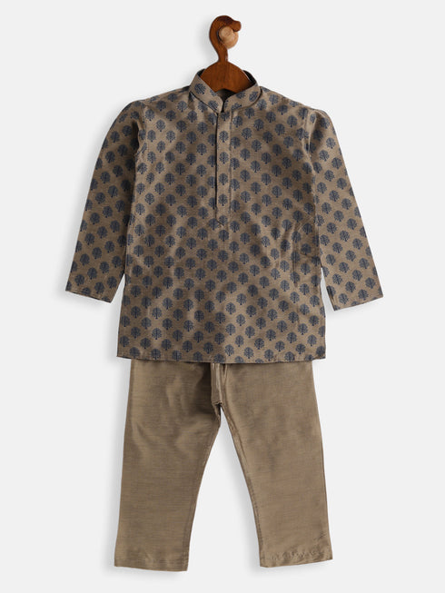 Vastramay SISHU Boy's Chiku Cotton Blend Kurta Pyjama Set