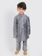 Vastramay SISHU Boy's Grey Cotton Blend Kurta Pyjama Set