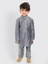 Vastramay SISHU Boy's Grey Cotton Blend Kurta Pyjama Set