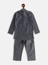 Vastramay SISHU Boy's Grey Cotton Blend Kurta Pyjama Set