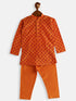 Vastramay SISHU Boy's Orange Cotton Blend Kurta Pyjama Set