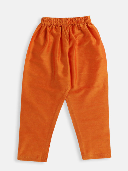 Vastramay SISHU Boy's Orange Cotton Blend Kurta Pyjama Set