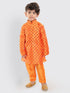 Vastramay SISHU Boy's Orange Cotton Blend Kurta Pyjama Set