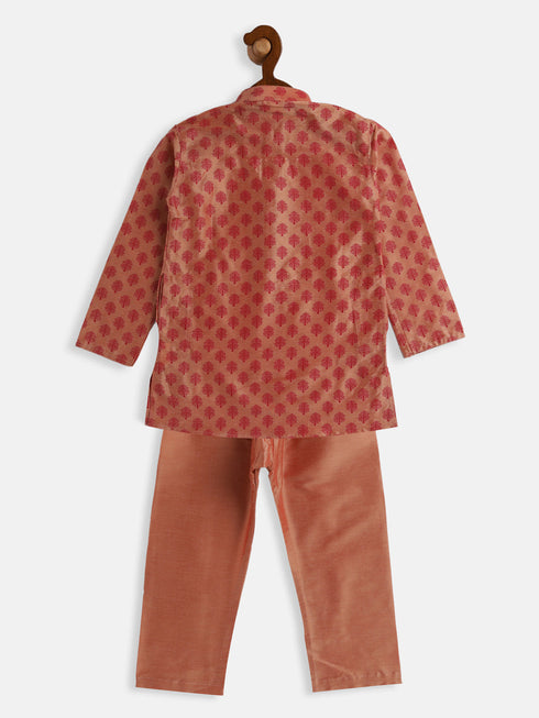 Vastramay SISHU Boy's Pink Cotton Blend Kurta Pyjama Set