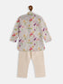 Vastramay SISHU Boys Multicolor-Base-Cream Cotton Blend Kurta Pyjama Set