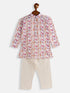 Vastramay SISHU Boys Multicolor-Base-White Cotton Blend Kurta Pyjama Set