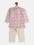Vastramay SISHU Boys Multicolor-Base-White Cotton Blend Kurta Pyjama Set