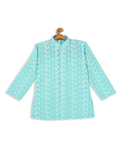 Vastramay SISHU Boy's Green Chikankari Pure Cotton Kurta