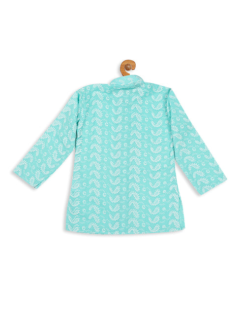 Vastramay SISHU Boy's Green Chikankari Pure Cotton Kurta
