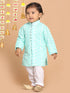 Vastramay SISHU Boy's Green Chikankari Pure Cotton Kurta