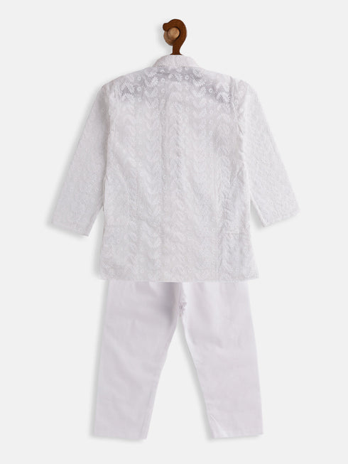 Vastramay SISHU Boys White Pure Cotton Kurta Pyjama Set