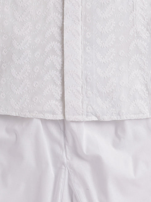Vastramay SISHU Boys White Pure Cotton Kurta Pyjama Set