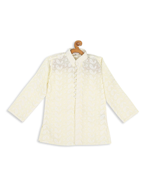 Vastramay SISHU Boy's Yellow Chikankari Pure Cotton Kurta