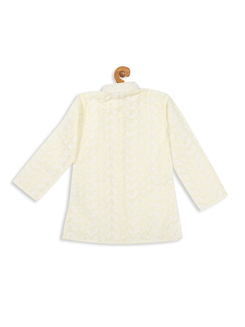Vastramay SISHU Boy's Yellow Chikankari Pure Cotton Kurta