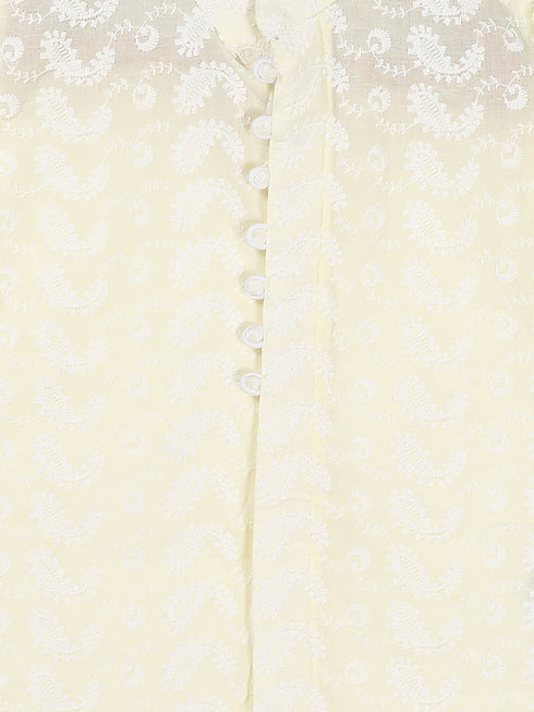 Vastramay SISHU Boy's Yellow Chikankari Pure Cotton Kurta