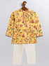 Vastramay SISHU Boy's Multicolor-Base-Mustard And Cream Kurta Pyjama Set