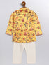 Vastramay SISHU Boy's Multicolor-Base-Mustard And Cream Kurta Pyjama Set