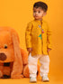 Vastramay SISHU Boy's Mustard and White Cotton Kurta Pyjama Set