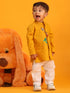 Vastramay SISHU Boy's Mustard and White Cotton Kurta Pyjama Set