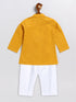 Vastramay SISHU Boy's Mustard and White Cotton Kurta Pyjama Set