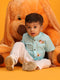 Vastramay SISHU Boy's Aqua Blue and White Embroidered Cotton Kurta Pyjama Set