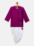 Vastramay SISHU Boy's Pink Angrakha Style Krishna Kurta and White Dhoti Set