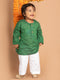 Vastramay SISHU Boys' Green Cotton Kurta and White Pyjama Set