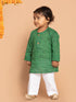 Vastramay SISHU Boys' Green Cotton Kurta and White Pyjama Set