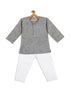 Vastramay SISHU Boys' Grey Cotton Kurta and White Pyjama Set