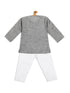 Vastramay SISHU Boys' Grey Cotton Kurta and White Pyjama Set