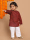 Vastramay SISHU Boys' Maroon Cotton Kurta and White Pyjama Set