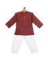 Vastramay SISHU Boys' Maroon Cotton Kurta and White Pyjama Set